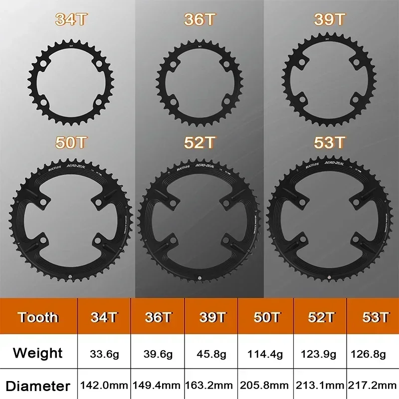 BUCKLOS Double Road Bike Chainring 110 BCD Crown 50-34T 52-36T 53-39T Round Narrow Bicycle Chainwheel for R7000 R8000 R9000