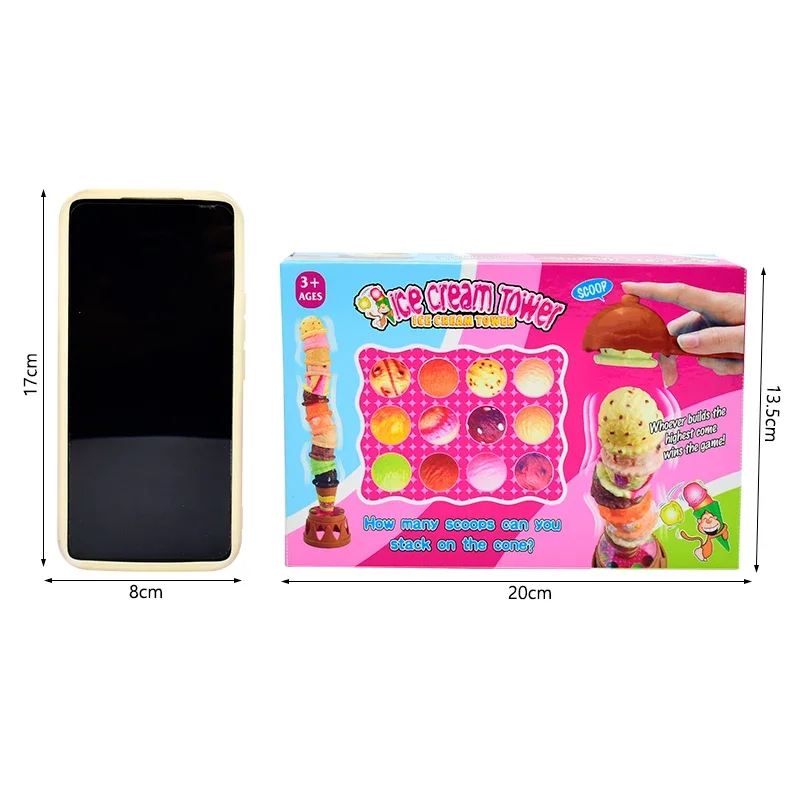 Juguetes de cocina de comida simulada para niños, juego de apilamiento de helados y helados, juego educativo para niños