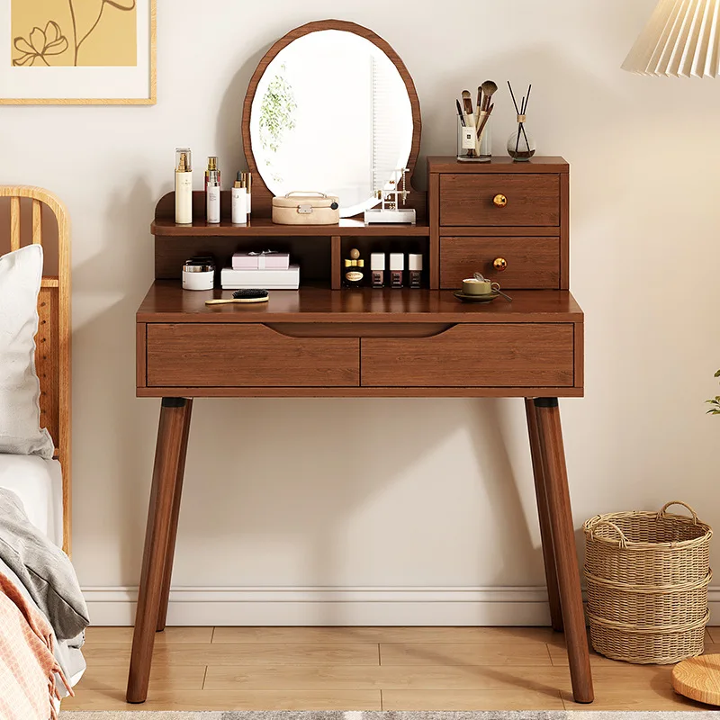 옷장 작은 아파트 침실 심플 모던 수납 일체형 화장대 심플 통나무풍 침대 옆 화장대