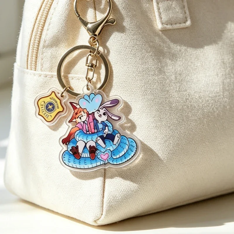 Disney Zootopia acrylic keychains, cute keychains, backpack pendants, car keychains, decoration and gifting to friends，couple