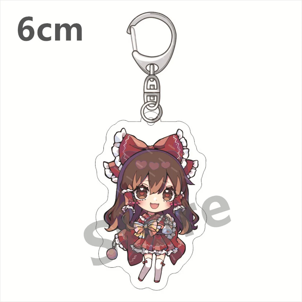 Anime Touhou Project Hakurei Reimu Kirisame Marisa Cosplay Costume Pendant Props Acrylic Keychain Xmas Gift 6cm