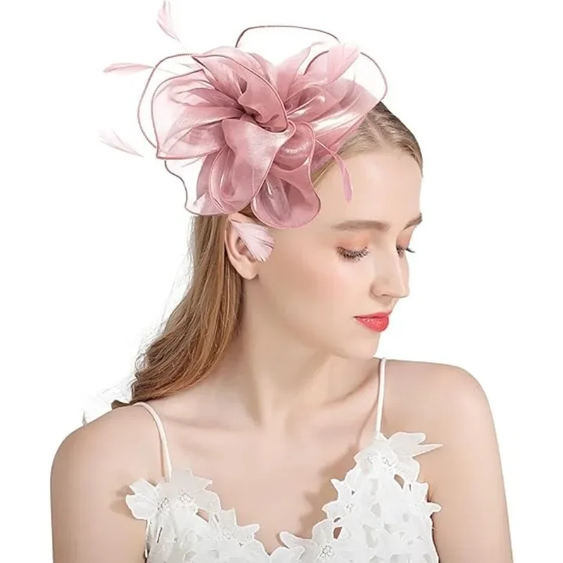 RT01 шляпы-чародеи для женщин, заколка для волос с перьями и цветами, брошь, свадебная шляпа для чаепития, головные уборы дерби для гонок и Gf1