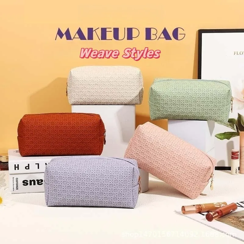 Straw Weave Women's Makeup Bag For Women Cosmetic Bag Handbags Summer Casual Ladies Tote Bags Travel Cosmetic Bag Organizer