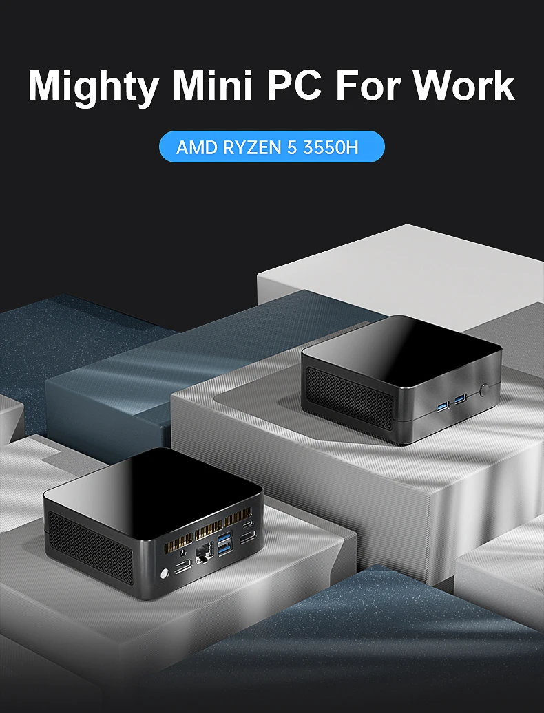 كمبيوتر Eglobal Ultra Mini Ryzen AMD R5 3550H كمبيوتر الجيب المزدوج DDR4 NVME Windows 11 pro Wifi 6E سطح المكتب المحمول للمكتب المنزلي