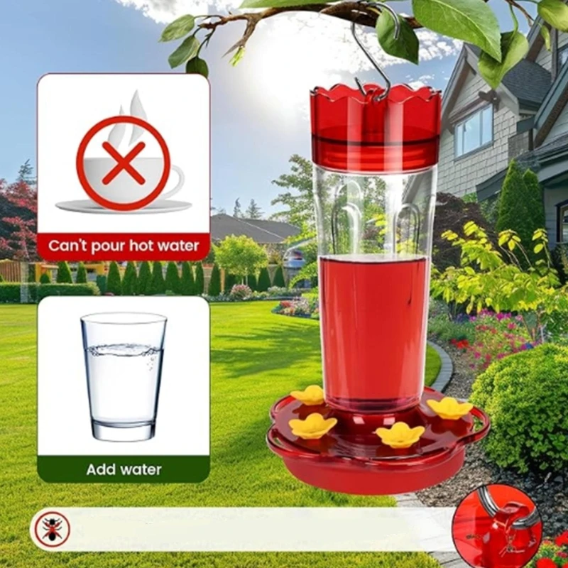 

Outdoor Garden Hummingbird Feeders with 5 Feeding Ports Easy Filling Bird Feeders K2WE