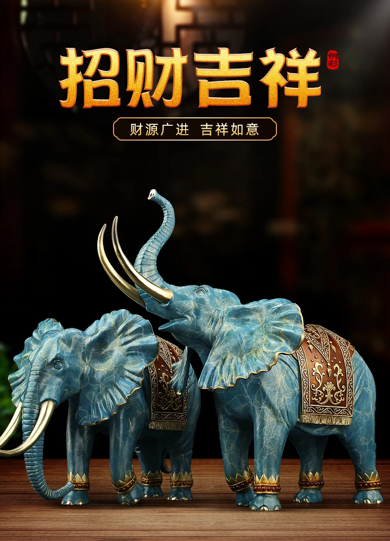 Asia Thailand home Company high grade Good luck Auspicious elephant Mascot bring wealth money thriving business brass statue