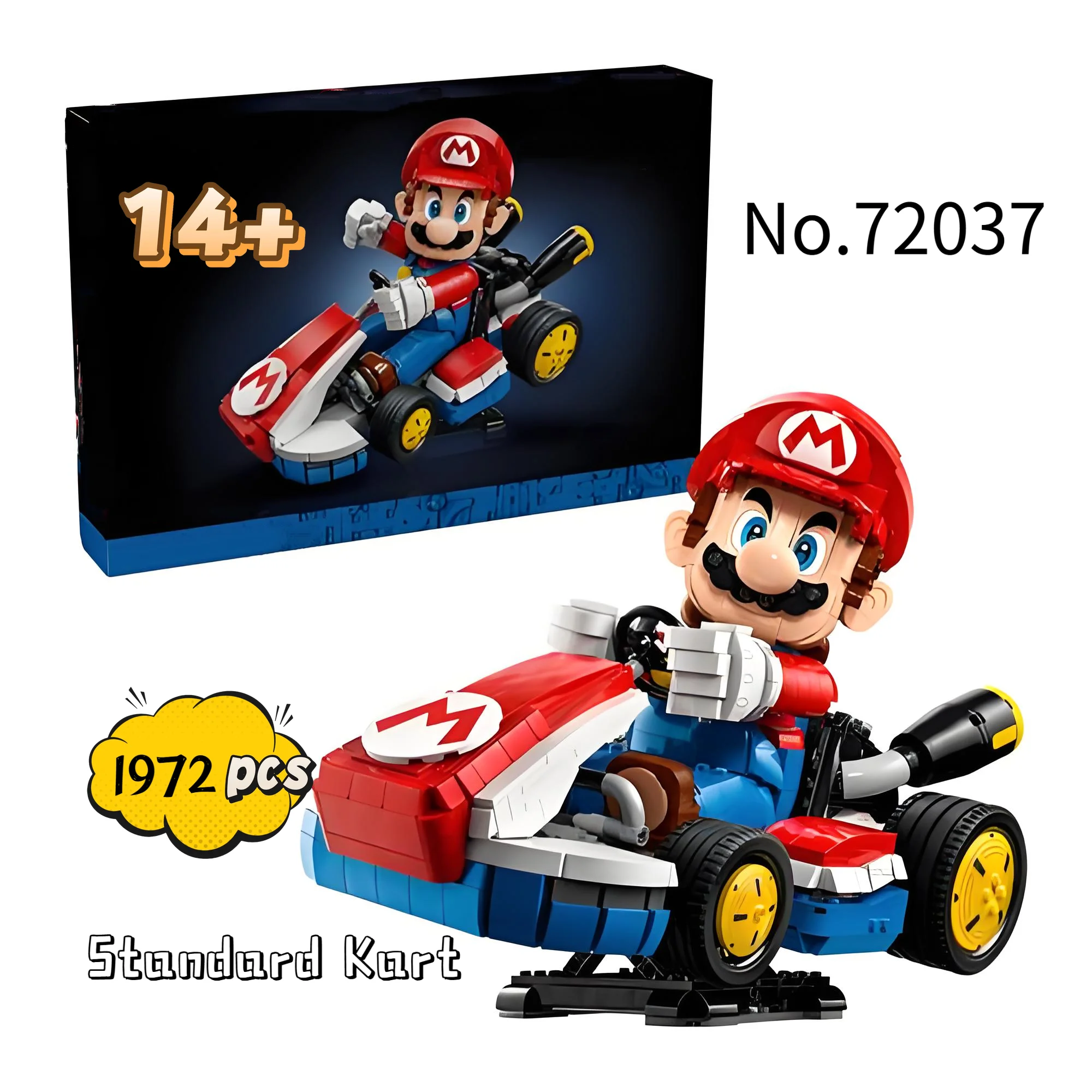 1972 pièces Marioed 72037 Blocs de construction de kart standard, modèle de voiture de course de jeu classique, briques d'assemblage, jouets, décoration d'intérieur, cadeau de Noël
