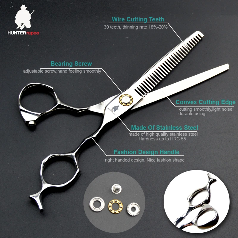 

6" Stainless Steel HT9133 Barber Scissors Kit Hair Thinning Shears For Haircut Barbershop Hairdressing Salons Styling Tools