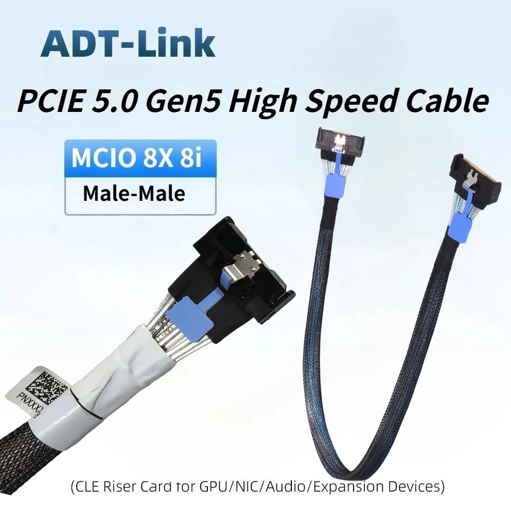 Brand New Male To Male MCIO 8i PCIe 5.0 High Speed Cable 32Gbps MCIO To MCIO 8X Server Transfer Cable 50CM-1M For External EGPU