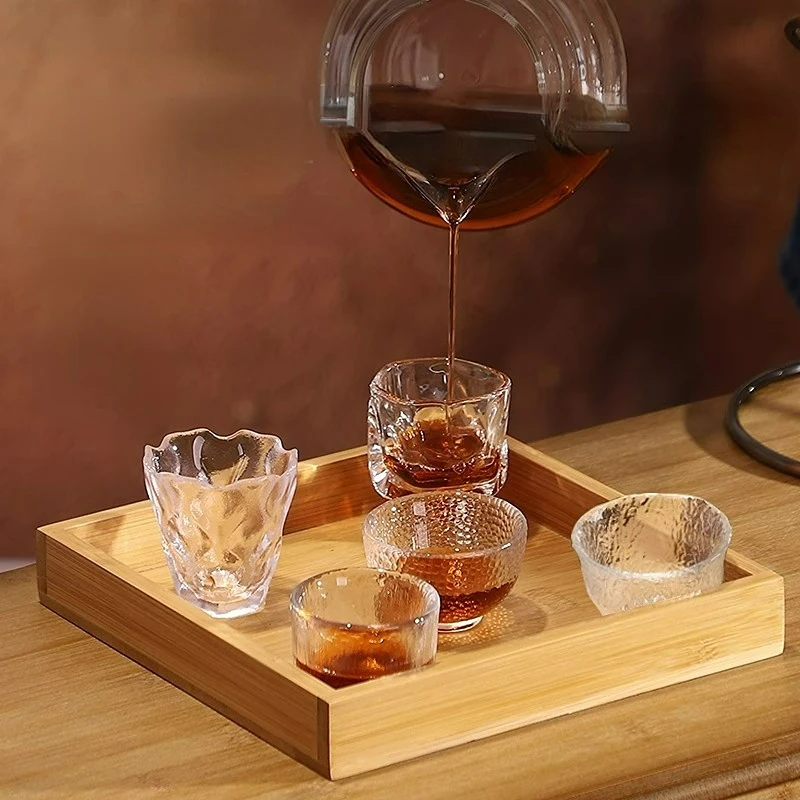 Japanese Style Sake Cup Shot Glass, Mini Tea Cup Glass Cups, Transparent Kung Tea Glasses Set Accessories ﻿