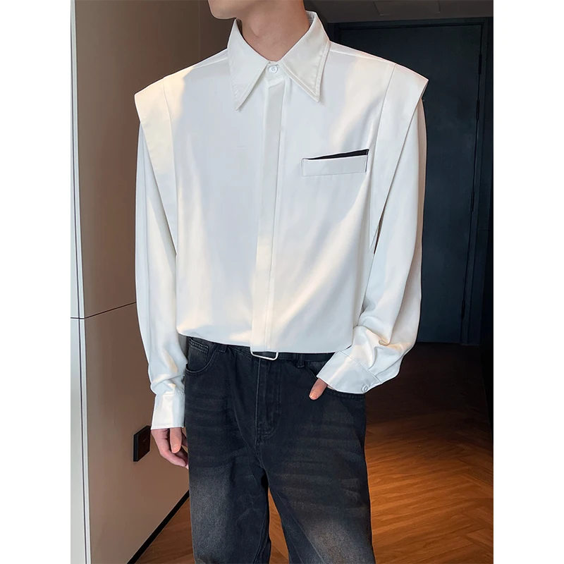 

White Long Sleeved Shirt Men Fashion Society Mens Black Dress Shirt Korean Loose Casual Shirt Mens Office Formal Shirts M-3XL