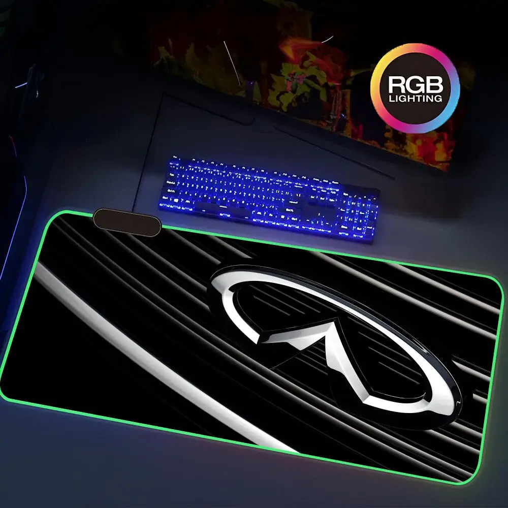 

L-Infiniti Car Logo Mouse Pad Rgb Gaming Mouse Pad Keyboard Mat Extra Large Computer Desk Mat Sound Pickup Smooth kawaii Surface