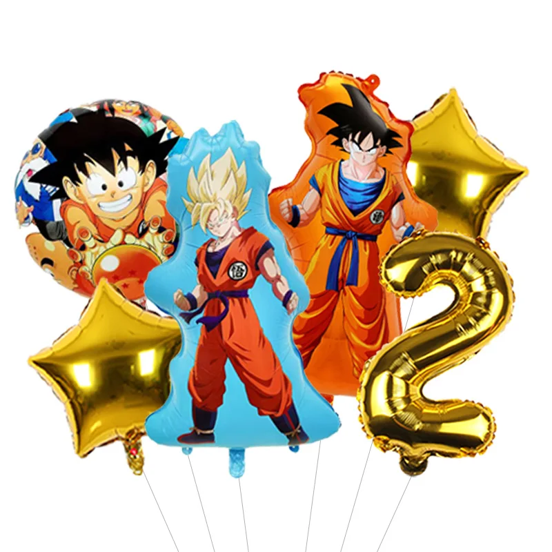 Dragon Ball Super Style Number Balloon Glitter Orange with Four Star Ball Print Foil Mylar for Boys Birthday Party view 3