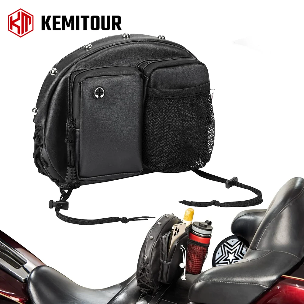 

Motorcycle Backrest Bag Driver Backrest Sissy Bar Bags Rider Back Rest Seat Pocket for Touring Road Glide Tri Glide Softail Pack