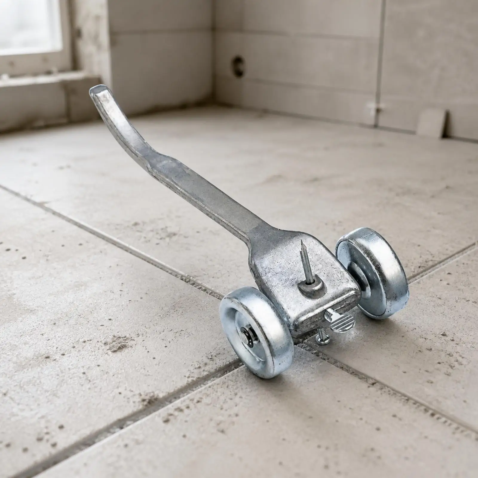 Sturdy Aluminum Grout Joint Rake for Tile Work with Side Guide Wheels and Comfort Grip Handle