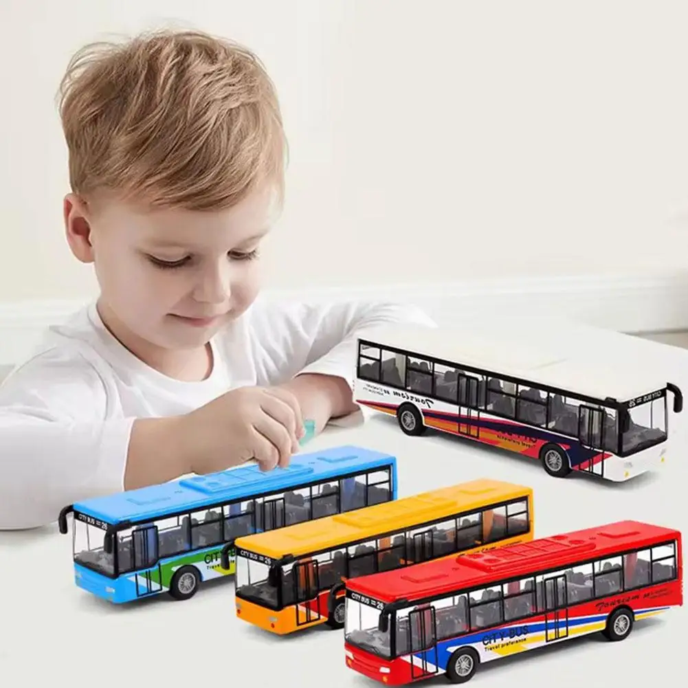 Alloy Simulation Toy Car Model Diecast Plastic Pull-back Bus Inertia Car Car City Bus Abs Car Model Toys Gifts For O6x8