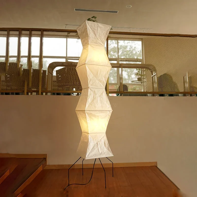 Akari Noguchi Yong Floor Lamp LED Designer tall Rice Paper Standing Lamp Art Living Room Japanese Wabi-sabi tripod beside lamp