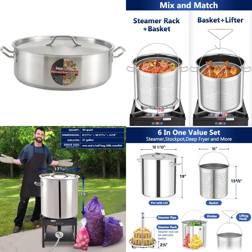 

10-Quart Large Capacity Stainless Steel Induction-Ready Polished Brazier for Premium Cooking Experience