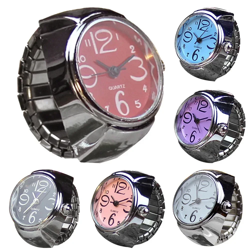 

50pcs/Lot, Mixed Bulk Colors Men Women Creative Round Elastic Quartz Finger Ring Watch Fashion Couple Watch for Lovers