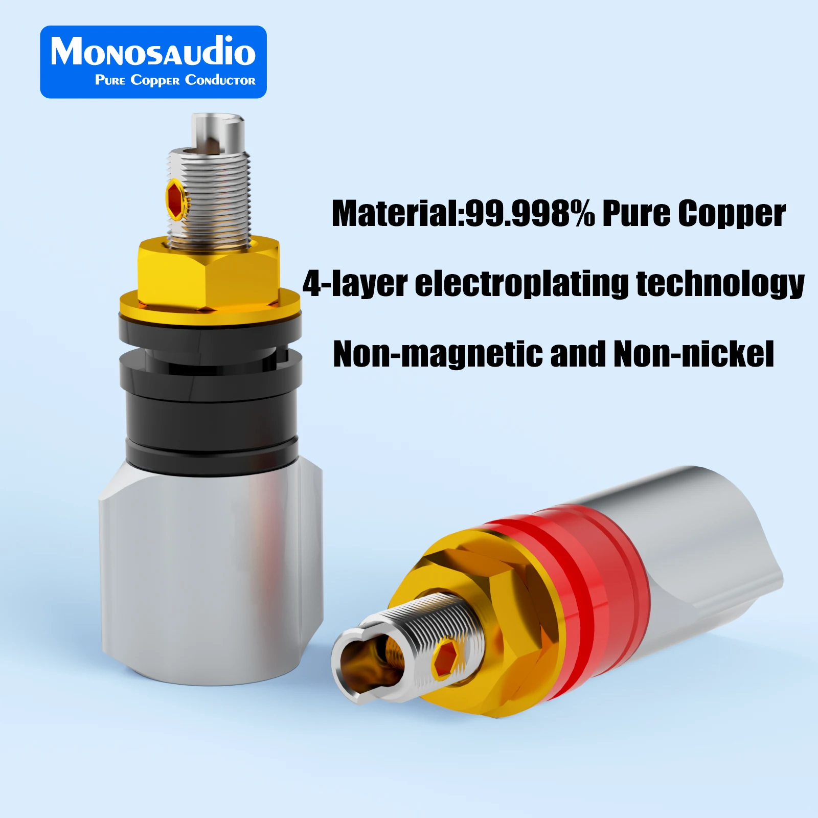 Monosaudio النحاس النقي الذهب والروديوم مطلي ملزمة آخر محطة ملزمة آخر الموز المتكلم التوصيل جاك لمكبر للصوت