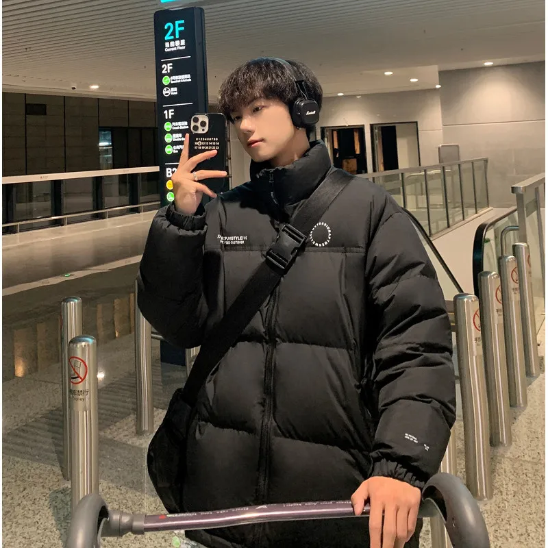 

Легкая мужская зимняя куртка-пуховик 2024 года: новая модная высококачественная теплая верхняя одежда для подростков с воротником-стойкой