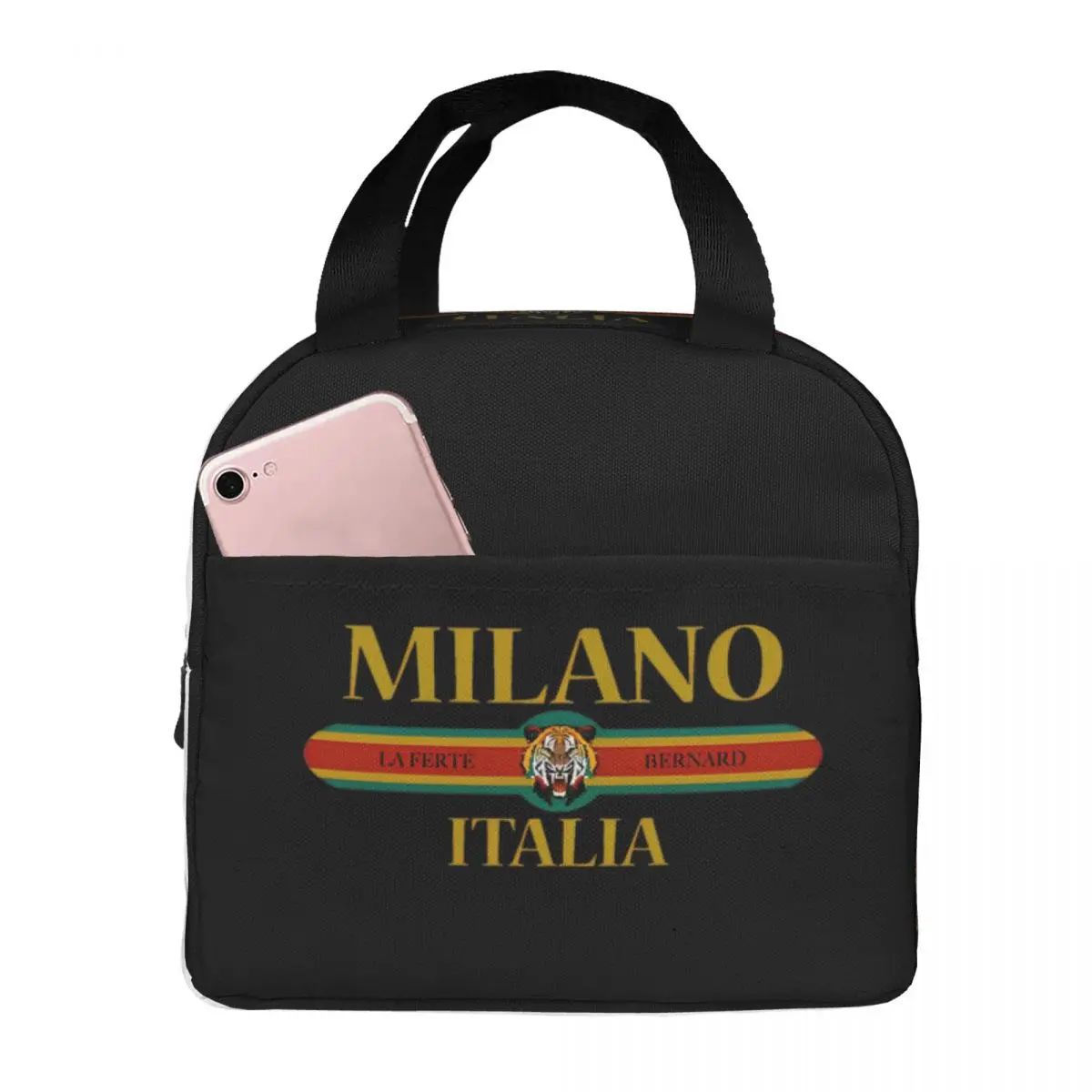 Milano Italy Italia Fashion Tiger Face Insulated Lunch Bags Thermal Bag Reusable Luxury Brand Large Tote Lunch Box Food Handbags