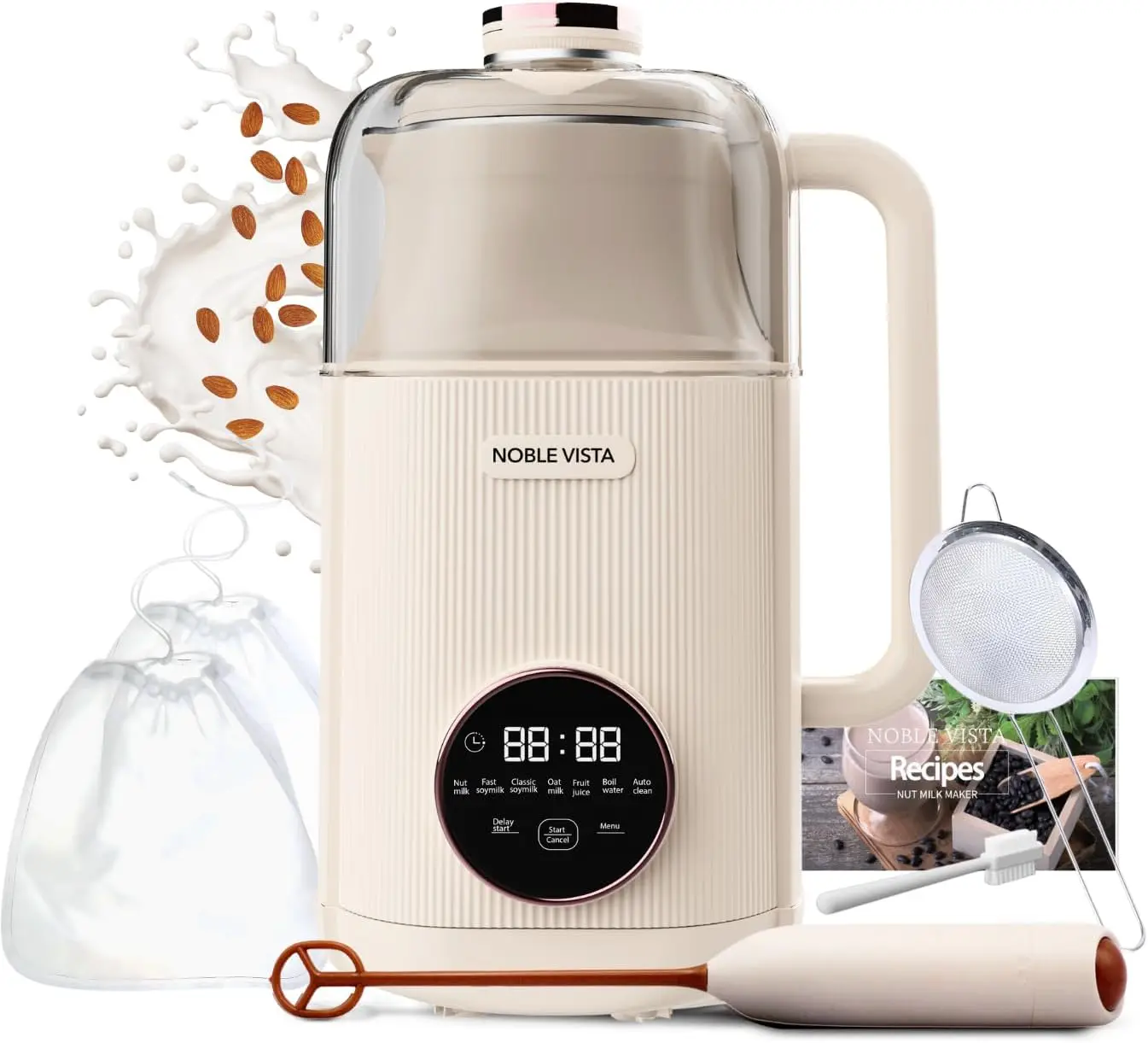 

8 In 1 Nut Milk Maker Machine, Milk Stirrer, 35OZ Automatic Soy Milk Maker, Homemade Plant Based Milk, Almond Milk, Oat, With