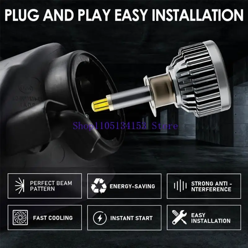 2 Pcs Upgraded 3D LED Car Headlight H1 H11 H7 V9LED360 Degrees 9005 9006 9012 LED 60W 18000LM Auto Lamp Car for Head Lam