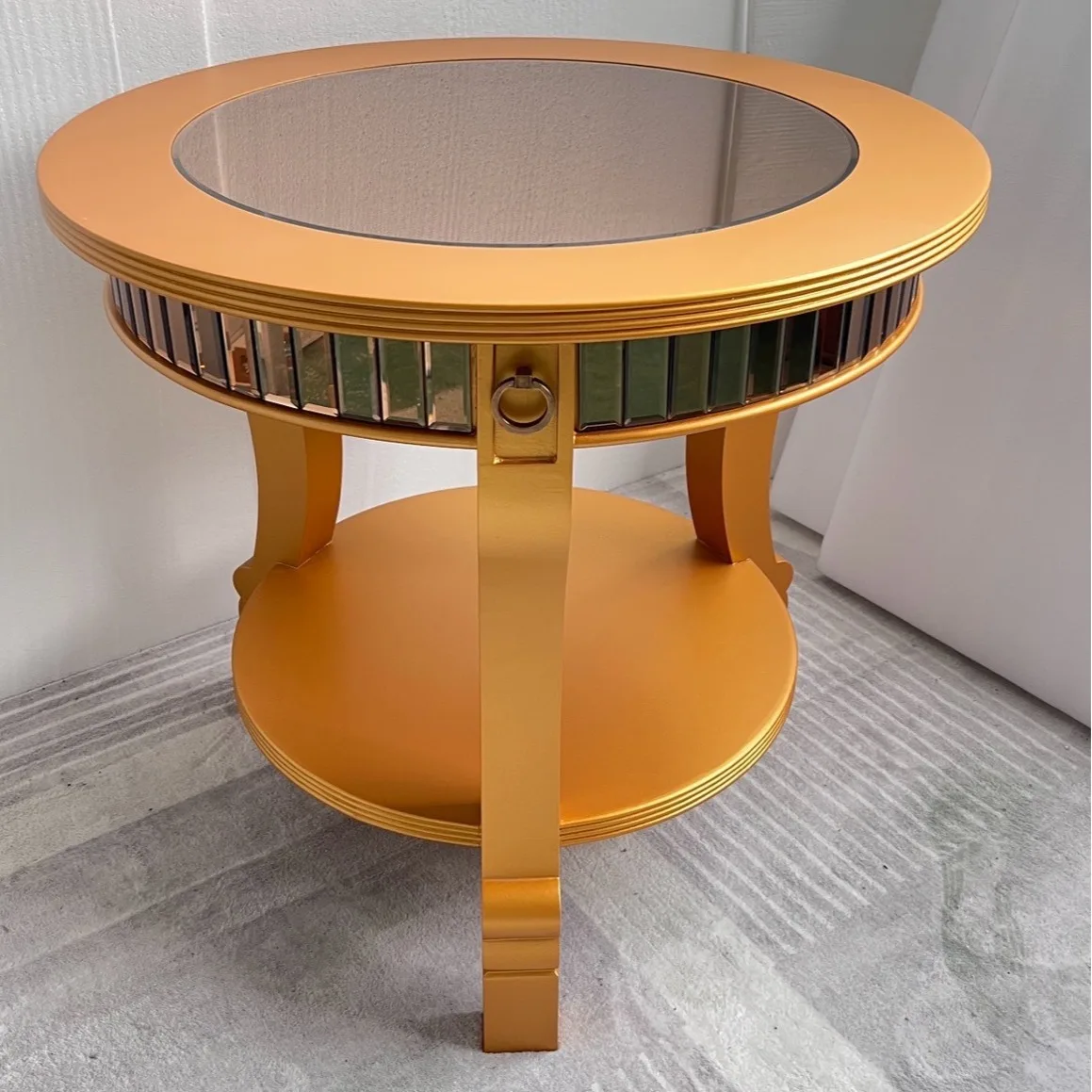 

Coffee table gold mirror table foreign trade Phnom Penh light luxury storage glass multi-function