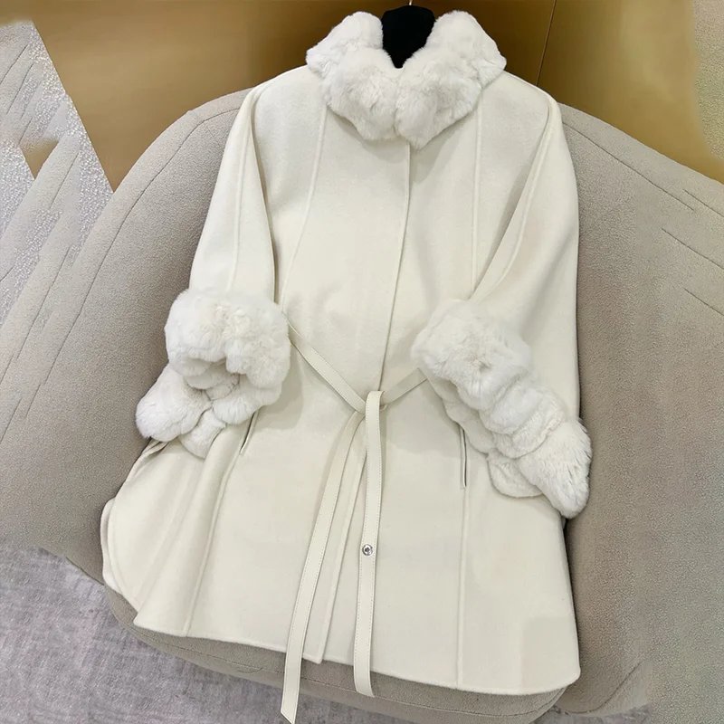

High quality double-sided cashmere wool coat for women mid-length Glamorous Korean-style elegant winter outerwear 251107141