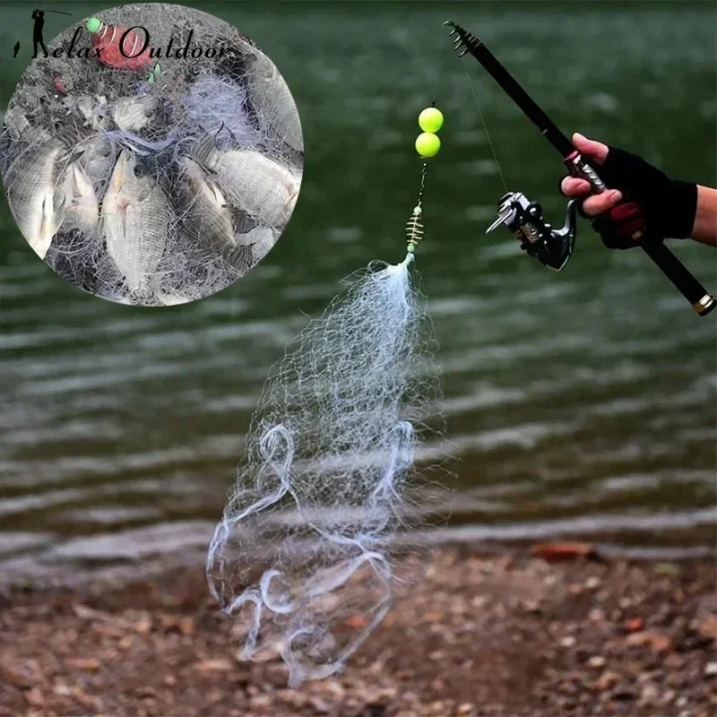 11 Size Fishing Net Trap Mesh Luminous Bead Netting Sea Fish Net Tackle Design Copper Shoal Cast Gill Feeder Fishing Trap