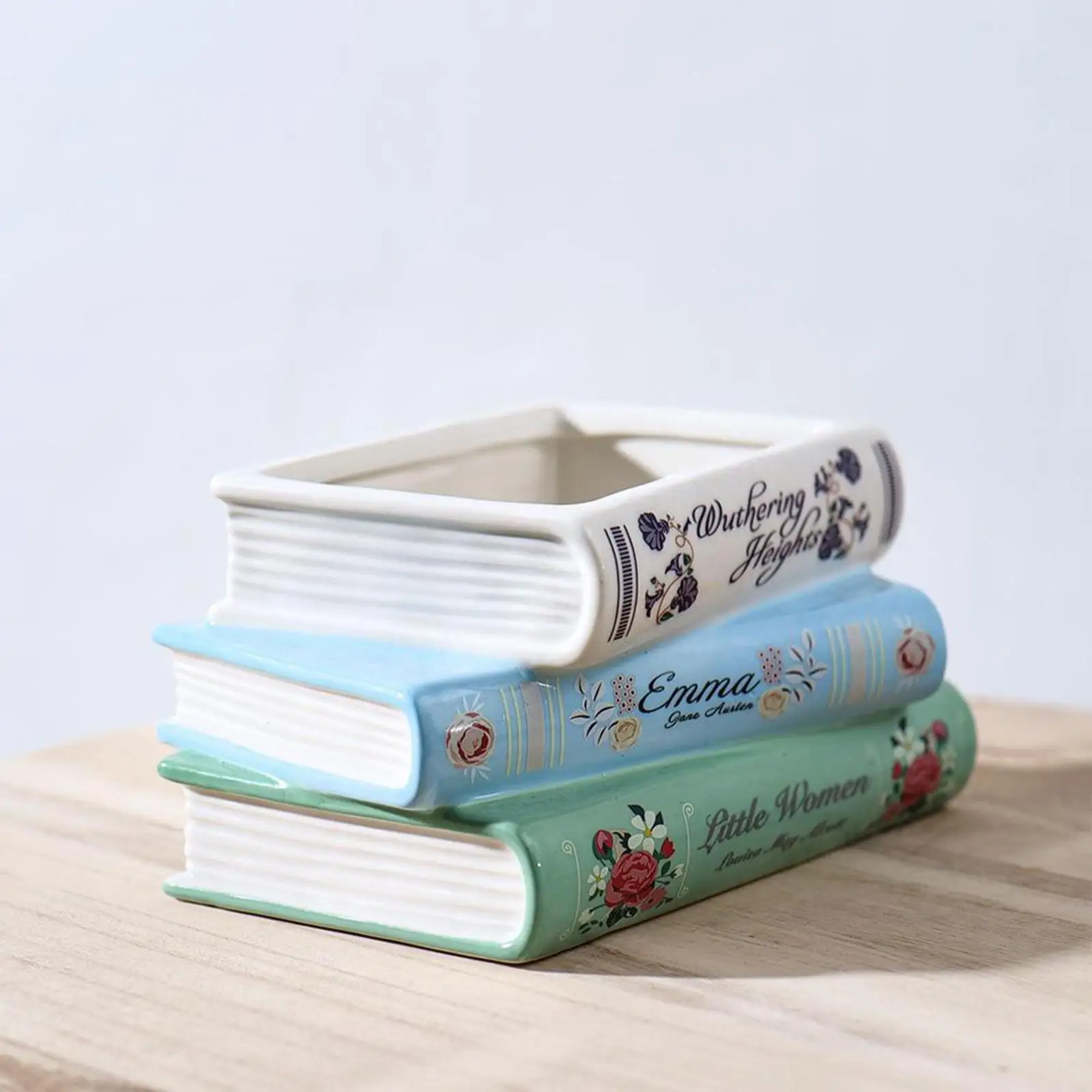 

Cactus Vase Holder Small Figurine Decorative Statue Decoration Ceramic Flower Planter for Indoor Bookshelves Desk Shelf Outdoor