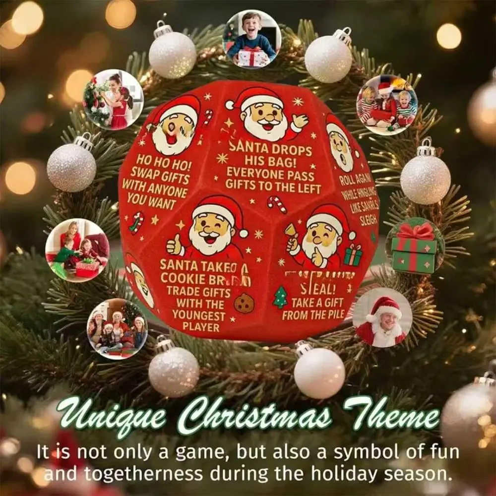 Dados de intercambio de regalo de intercambio de Papá Noel rojo, 12 lados diferentes, accesorios navideños, dados poligonales de Papá Noel, dados poligonales de Papá Noel - imagen 5