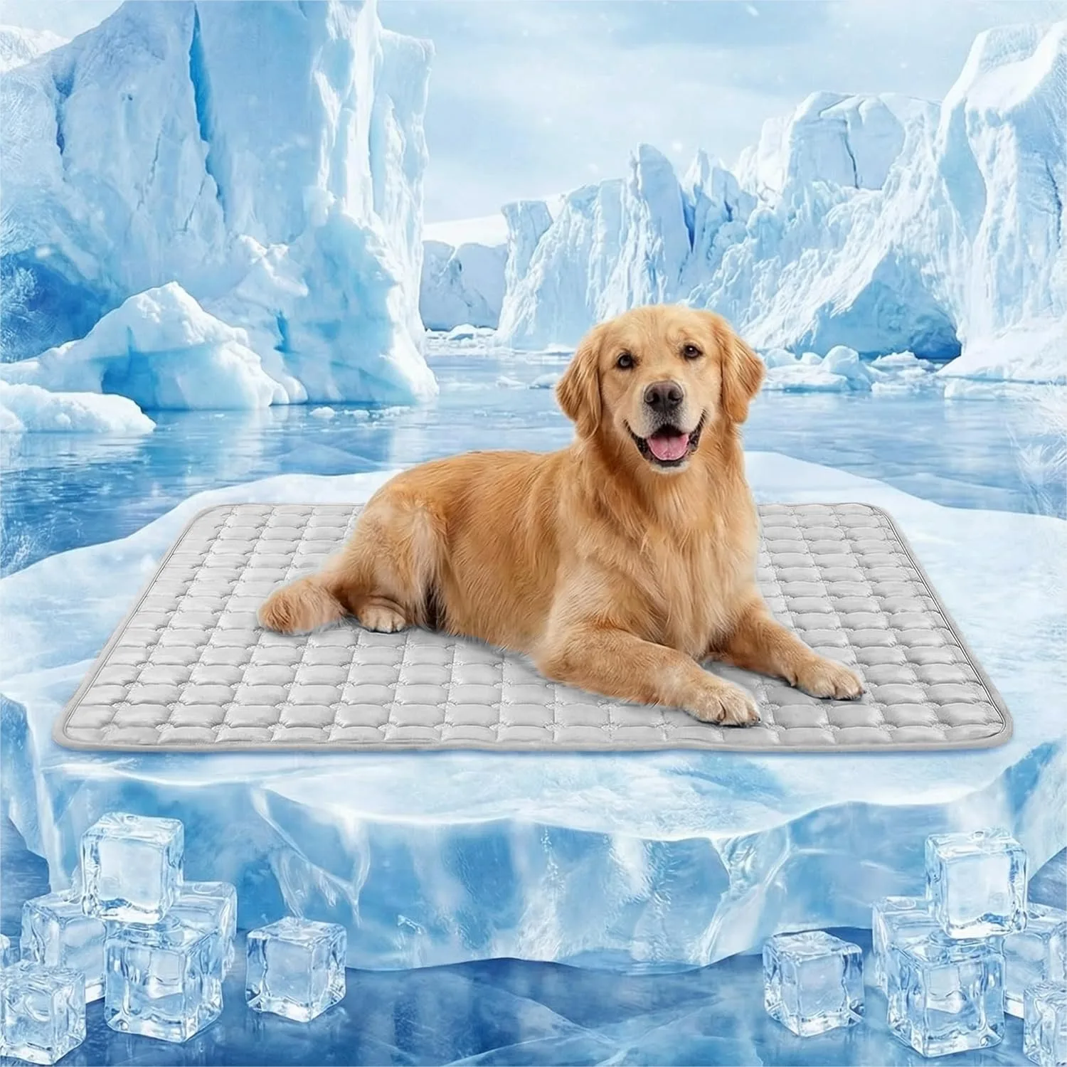 

Cooling Mat For Dogs 44X32 Inch Extra Large Pet Pad Rapid Cooling Dense Weave Fabric Washable Kennel Mat With Non-Slip Bottom Light Grey XL