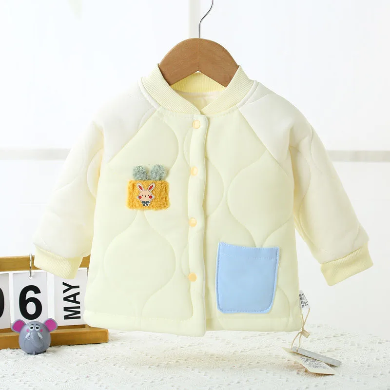 Thick boneless cotton jacket for children, autumn and winter baby cotton coat, baby pure cotton inner liner, children's warm car