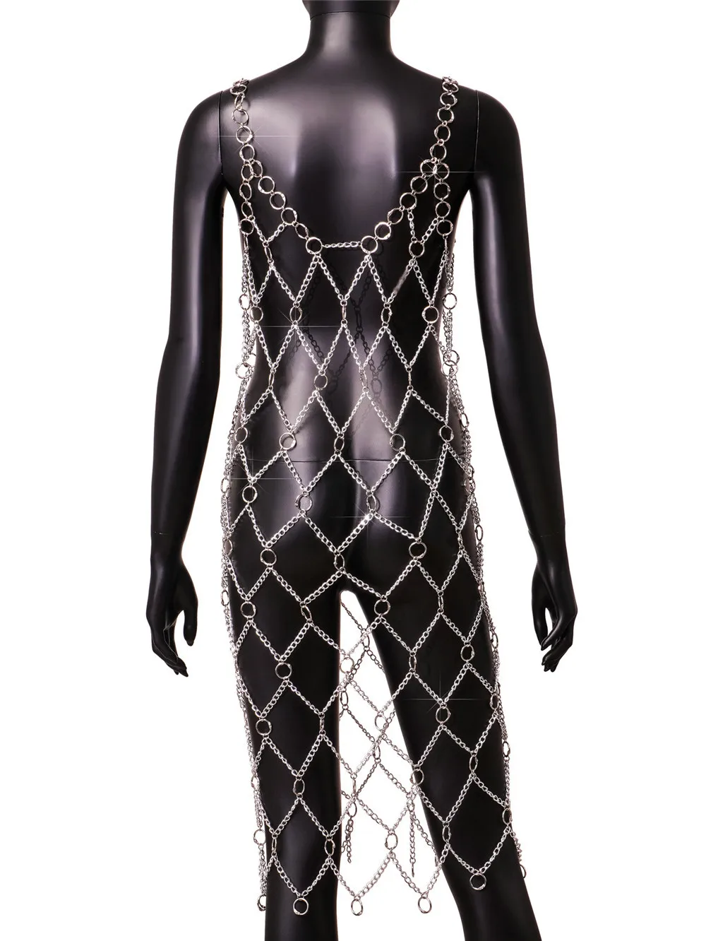 2024 Personality metal Handmade body chain dress
