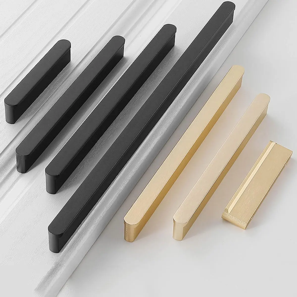 Brushed Gold Black Long Handles for Cabinets and Drawers Zinc Alloy Furniture Hardware Handle Kitchen Cupboard Door Pulls Knobs
