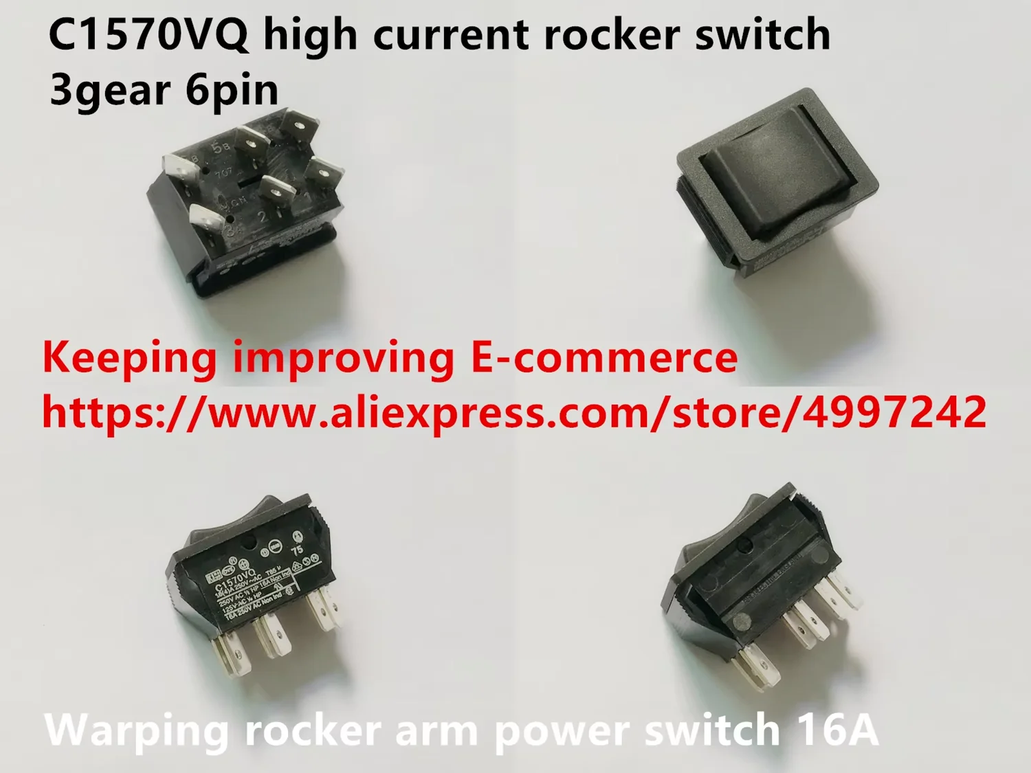 

Оригинальный новый 100% C1570VQ сильноточный кулисный переключатель 3 передачи 6-контактный деформирующийся кулисный рычаг выключатель питания 16A