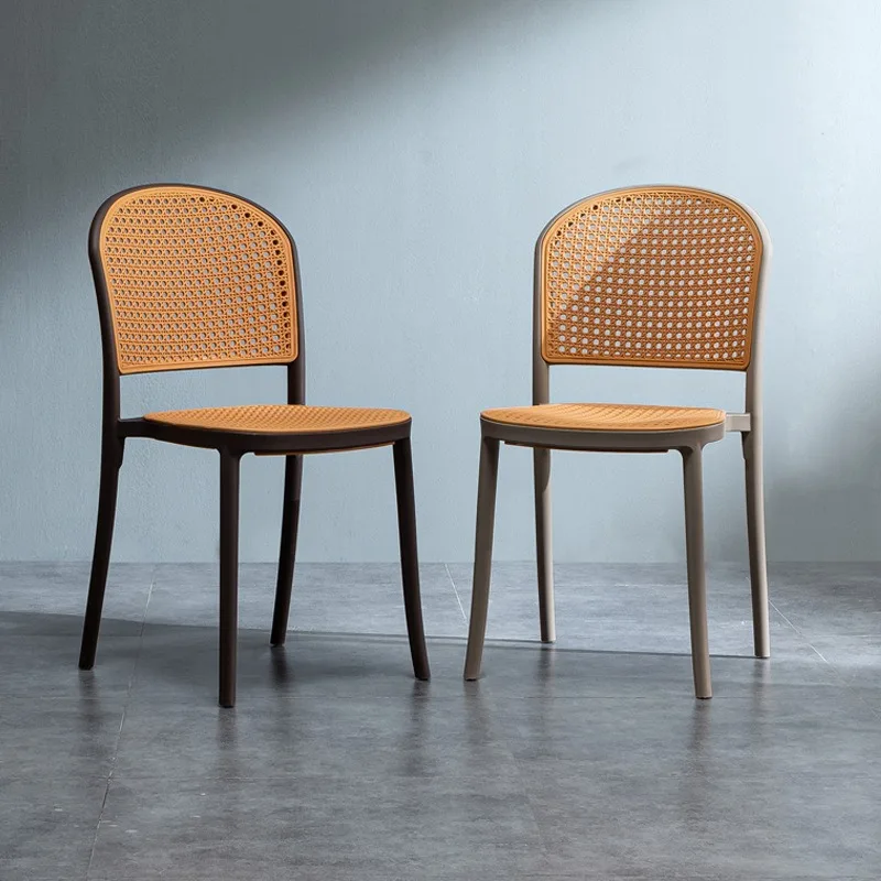 

Simple backrest plastic chair Catering commercial equal chair Leisure rattan dining chair Wabi Sansan wind home thickening