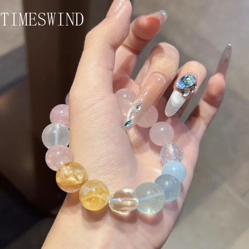 TIMESWIND Original Crystal Blue Yellow White Pink Round Beaded Women Bracelet Fashion Jewelry with Certificate