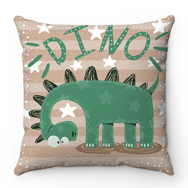 Home Room Gift Sofa Bed Chair Pillowcase Cartoon Dinosaur  Cute  Square