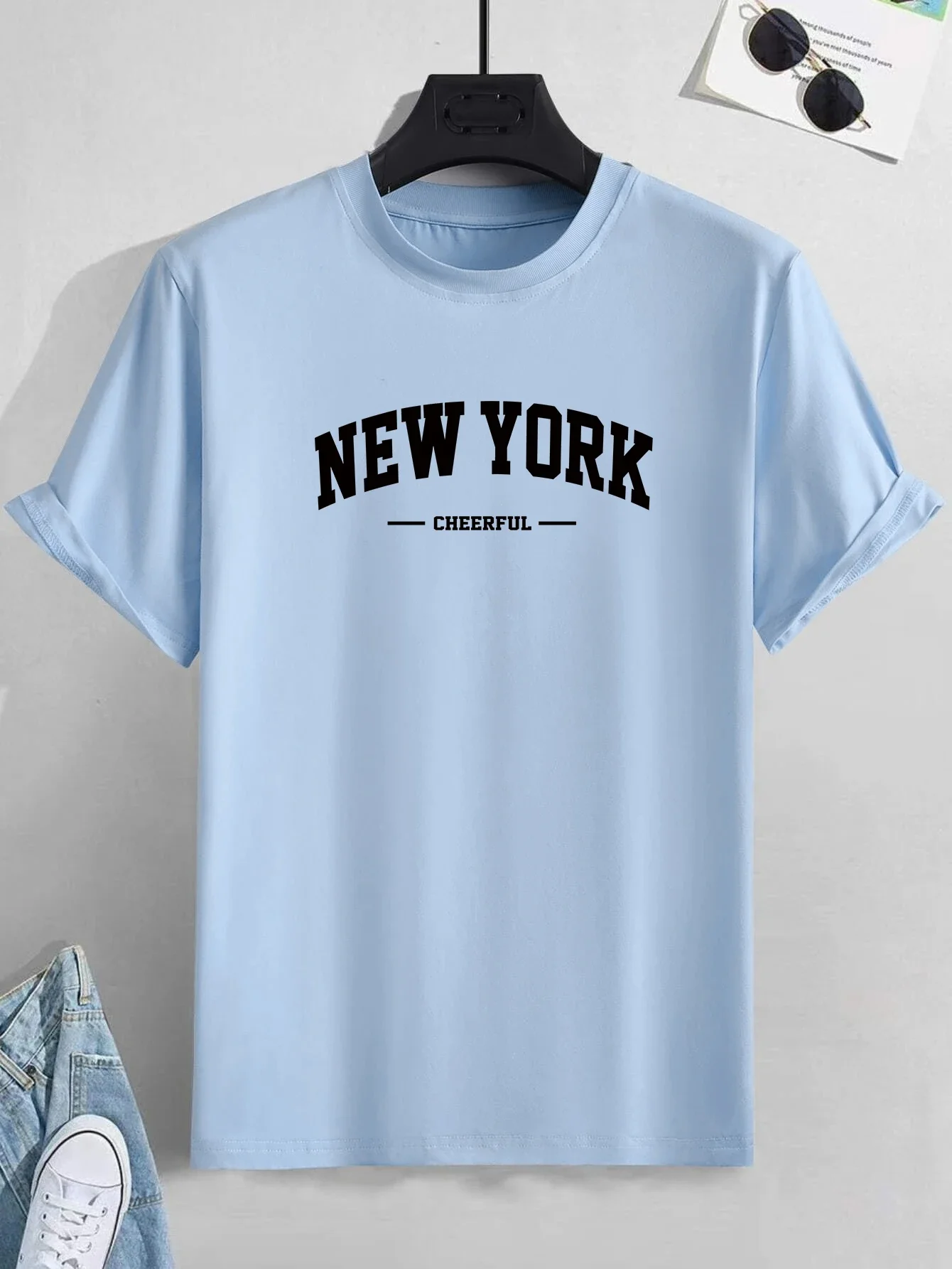 New York Men's Casual Trendy Graphic Print tee jojo bizarre adventure graphic t shirts  harajuku men clothing pro choice