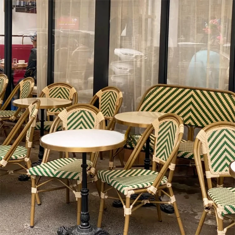 Dining chair Outdoor open-air western food cafe Table and chair combination Garden Internet celebrity leisure rattan chair