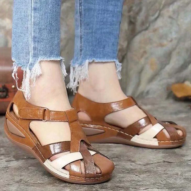 Sandalias de tacón bajo suaves para mujer, zapatos de verano, calzado femenino