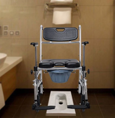 Toiletstoel Wc Stoel Wielen Voor Handicap En Senioren Vouwen Anti-Slip Drive Medische Voor Gemakkelijk Gebruiker Transfer