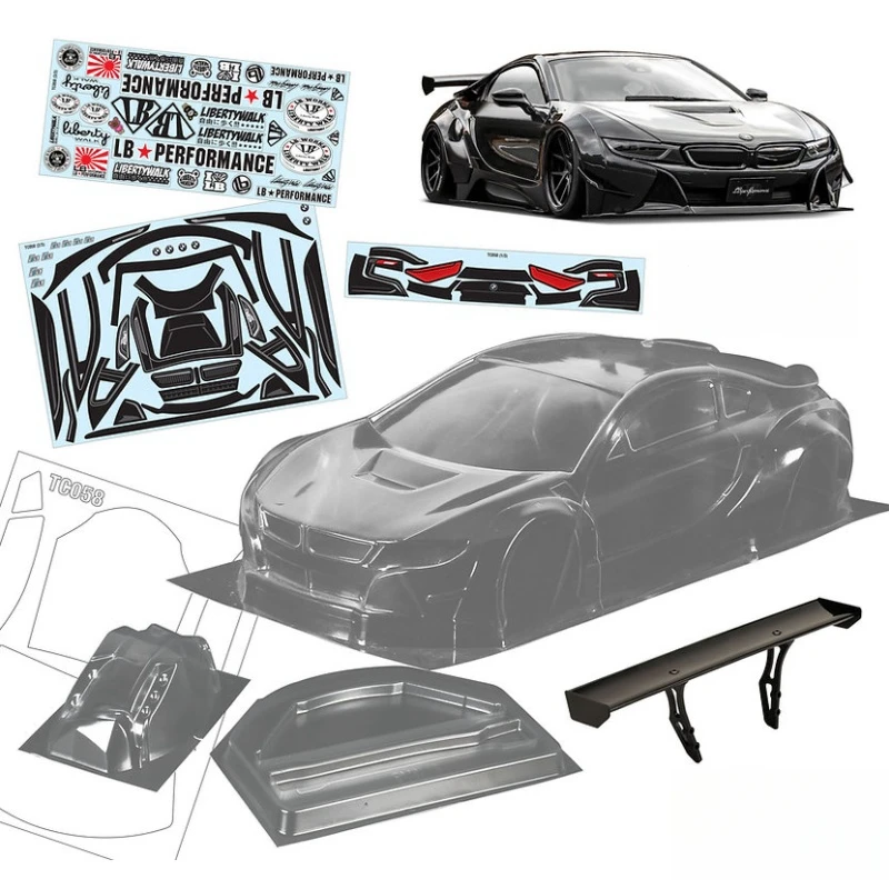 

TC058 1/10 LB Works BMW i8, On-Road Car, RC Drift body shell, 200mm width, 258mm Chassis, Tamiya tt01 tt02, Kyosho fazer