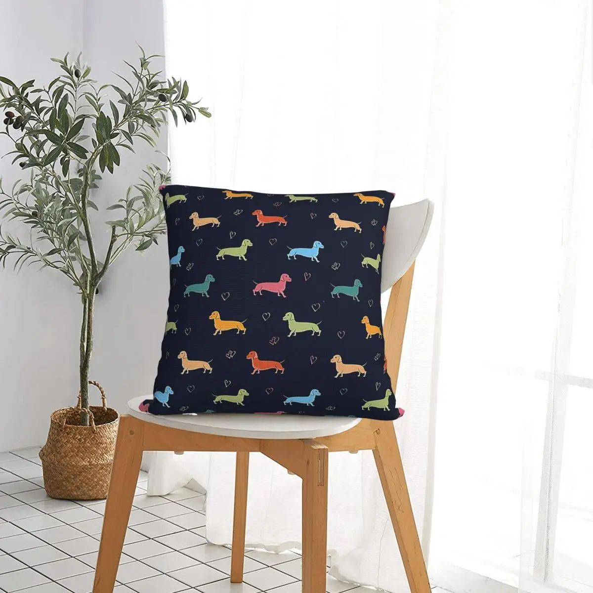 Sausage Dog Square Pillow Cases Dachshund Wiener Doxie Cushion Cover Decorative Throw Pillow Case Cover for Living Room 45*45cm