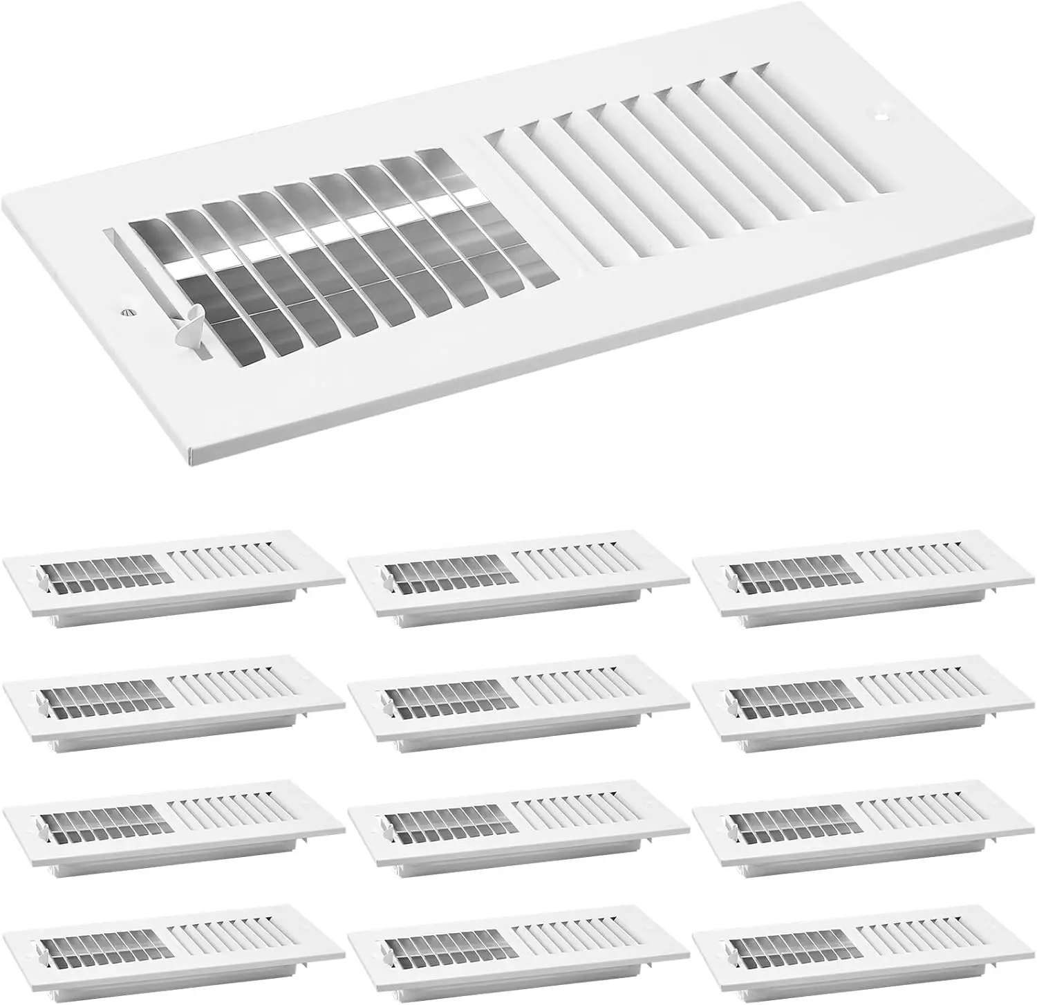 

Набор из 12 стальных вентиляционных решеток 4x10 дюймов, регулируемые вручную потолочные решетки для дома, белые