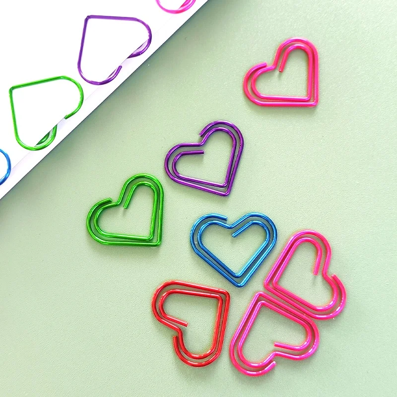 

10Piece Set Heart Paper Clips Colorful Binder for Love Notes Journaling DIY Craft School Supplies Office Organizing Party Favors