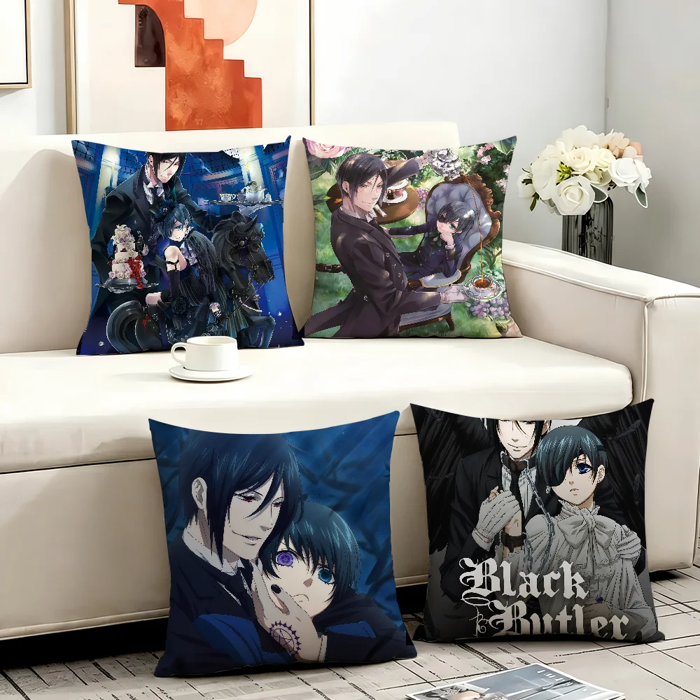 Anime B-Black B-Butler cushion cover Anti-dustmite Sofa Cushion Decorative Office Cover Lounge Area Indoor & Outdoor Use